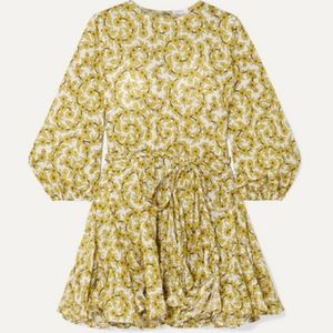 RHODE Yellow Floral Long Sleeve Mini Dress